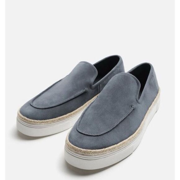 Zara Men's Casual Leather With Suede Blue Loafers Size US 7 UK 6 EUR 39 NWOT - Picture 1 of 17